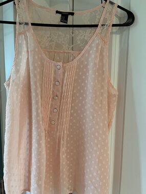 Forever 21 Blush Pink Swiss Dot Lace-Back Camisole